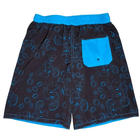 Sonic Boys Elastic Waist Swmming Trunks-Black/Blue-Size 10/12-GUC - Picture 5 of 6